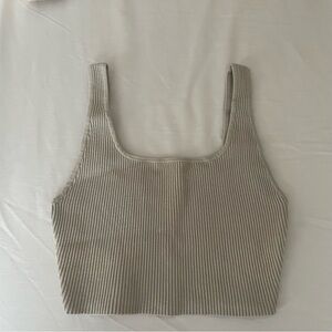 Babaton Sculpt Knit Squareneck Cropped Tank - Matte Pearl